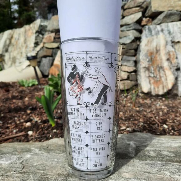 💫 2 for $30 💫 MCM Vintage Hazel Atlas Bartender Bar Cocktail Recipes Tumbler - Picture 1 of 8
